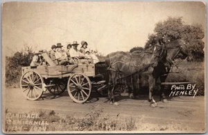 1934 Carthage Indiana Real Photo RPPC Postcard "CARTHAGE CENTENNIAL" Horse Wagon - Picture 1 of 2