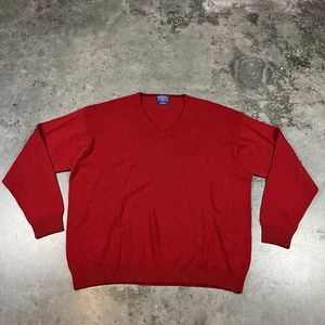 Pendleton Sweatshirt Mens XXL Red V Neck Lambswool Distressed Preppy - Picture 1 of 19