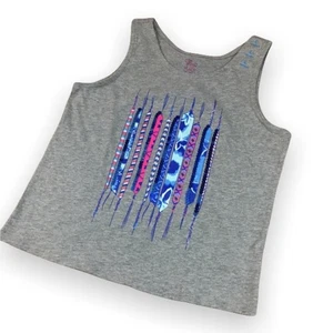 Children's Place Girls Tank Top 10 12 Gray Tank Ribbon Friendship Bracelet NEW - Picture 1 of 4