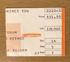 1982 THE POLICE / OINGO BOINGO 2/10 LOS ANGELES CONCERT TICKET STUB DANNY ELFMAN - Bild 1 von 4