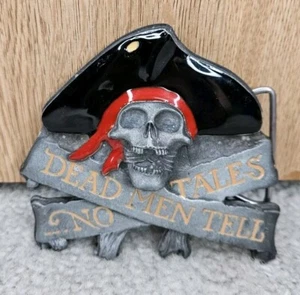 Pirates Dead Men Tell No Tales Saying Metal Enamel Belt Buckle - Picture 1 of 3