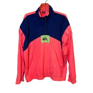 Quicksilver Pullover Windbreaker Large Top 80s neon Color block made in USA - Picture 1 of 5
