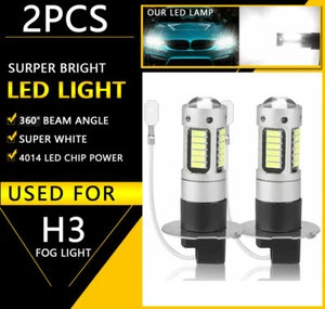 2PCS H3 LED Fog Driving Light Bulbs Conversion Kit Super Bright DRL 6000K White - Picture 1 of 17