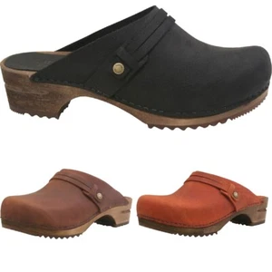 Sanita Wood Ursana Women Clogs | Slippers | garden shoes | Oiled Leather - NEW - Picture 1 of 23