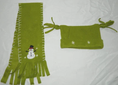 Bebé Muñeca Verde Sombrero y Bufanda Conjunto Muñeco de Nieve Tb Juguete Comercio Sombrero 13" Alrededor, Bufanda 28" Foto 1 de 4