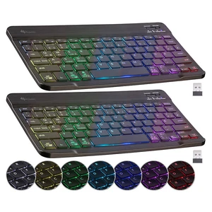 GeneralKeys 2er Kompakte Multi-Device-Akku-Funktastatur Bluetooth, LED, QWERTZ - Bild 1 von 9