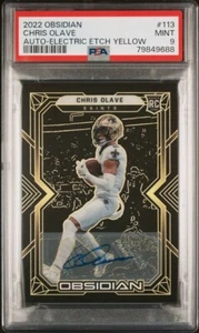 Chris Olave 2022 Obsidian Yellow Electric Etch Auto 20/25 #113 PSA 9 RC - Picture 1 of 2
