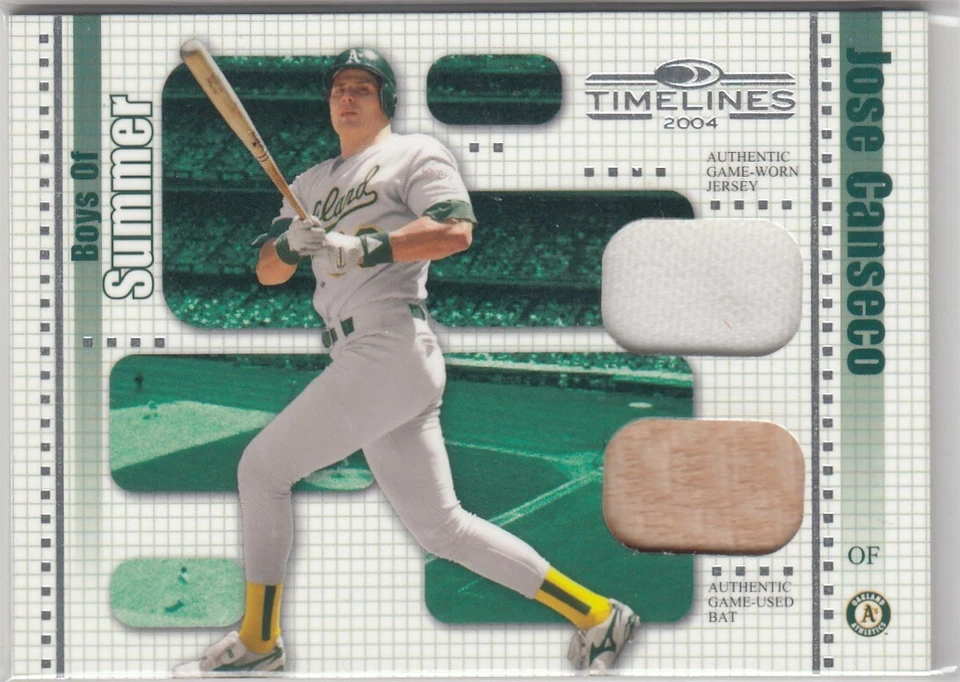 2004 Jose Canseco Donruss Timelines Boys of Summer DUAL BAT JERSEY /100 #19 A's - Image 1 of 1