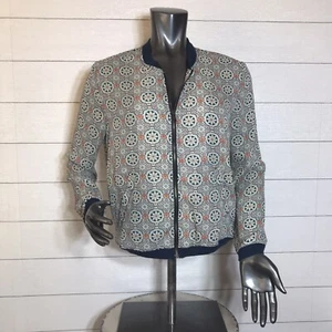 About A Girl LA Gr. M Semi Sheer Navy/Acua/orange Floral Bomberjacke Neu mit Etikett - Bild 1 von 12