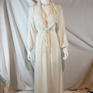 Victoria’s Secret Sheer Robe Peignoir Medium Large Ivory White Lace Vintage - Picture 1 of 8