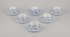 Royal Copenhagen Blue Fluted Plain. Set of six coffee cups with saucers. - Picture 1 of 6
