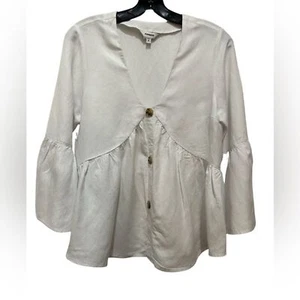 Express White Linen Blend Shirt Size S - Picture 1 of 5