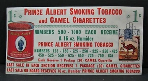  Vintage 1ct Prince Albert & Camel Punch Board Win Payout Display Top Prize Sign - Picture 1 of 1