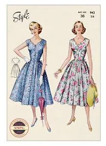 50er Jahre Sommerkleid durchgeknöpft Vintage Muster Büste 36 - Kopie - Bild 1 von 2