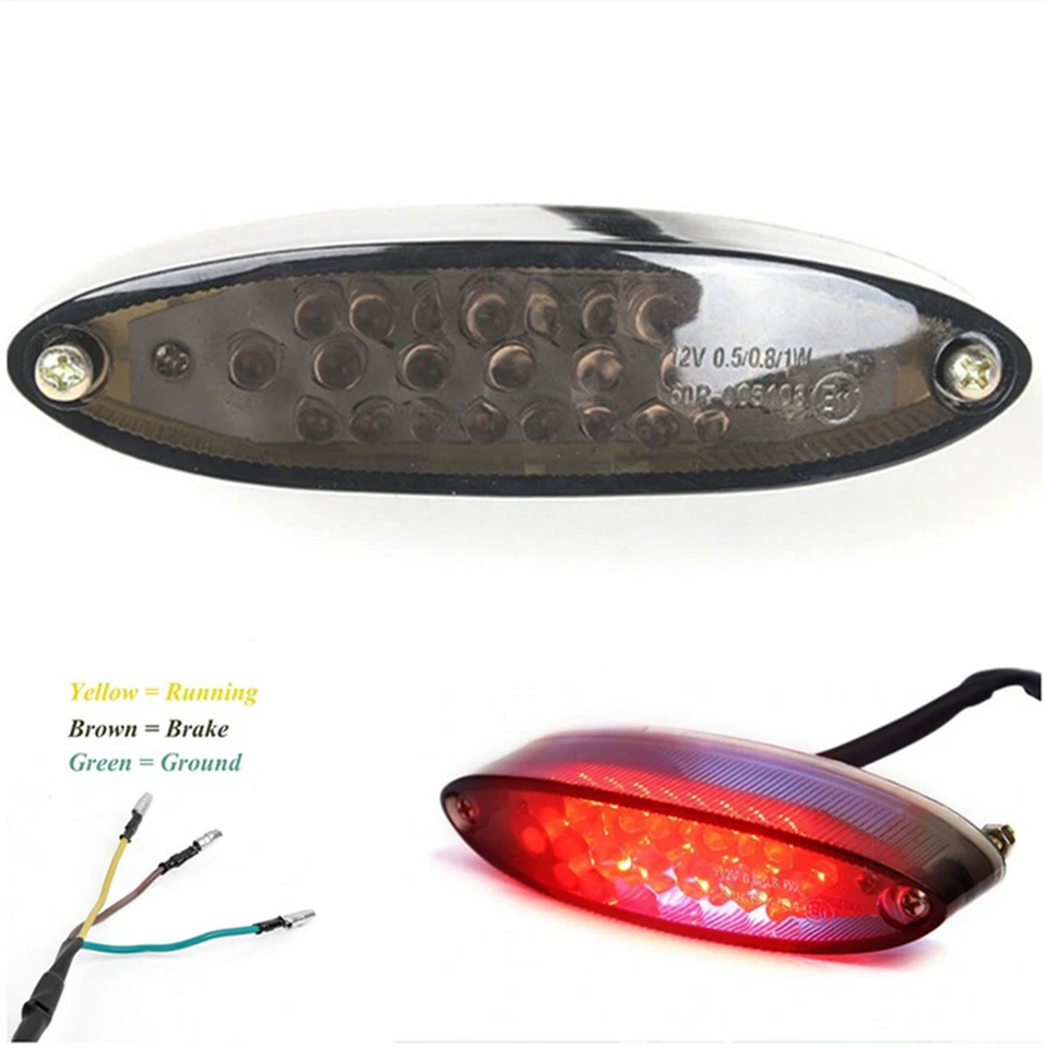 1x Lanterna traseira de LED para motocicleta 28 lâmpada de corrida e freio lâmpada de placa de licença cor dupla - Imagem 1 de 4