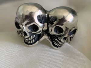 Sterling Silver skull ring biker ring mens ring tombstone silverworks 16 Grams - Picture 1 of 9