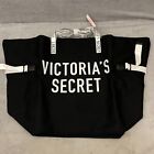 Victoria’s Secret Canvas Tote Bag Black White Logo Weekender Overnight Large New