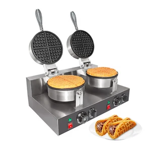 GR-599 Double Double Waffle Maker | Round-Shaped Belgium Waffles | Nonstick - Picture 1 of 8