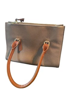 Valentina Handbag Brown Taupe Pebbled Leather Shoulder /Purse Made In Italy - Picture 1 of 12