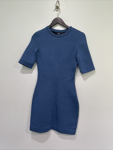 Abito tubino Kate Spade Saturday donna XS blu trapuntato scuba manica corta