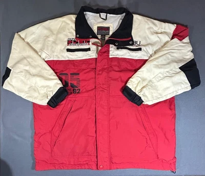 Vintage FUBU Marine Sailing Crew Men's Red Navy Satin Bomber Varsity Size 3XL - Image 1 of 4