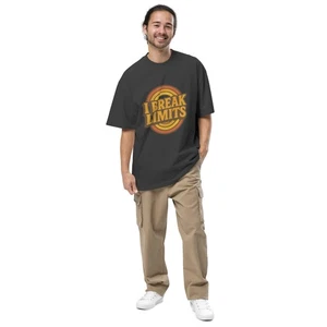 Voiceritzy Oversized Faded T-Shirt I Break Limits Retro Psychedelic Tee - Picture 1 of 9