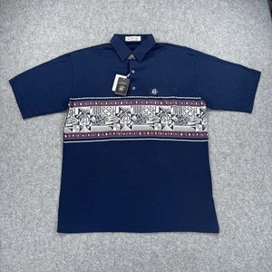 Camisa polo para hombre Sina Cova Lupo Di Mare Italia talla 48 (mediana EE. UU.) azul marino nueva con etiquetas - Imagen 1 de 13