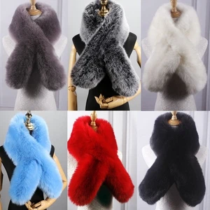 Damen Kunstfellkragen Schal Kunstfellschal Halstuch Abend Cape für Wintermantel - Bild 1 von 27