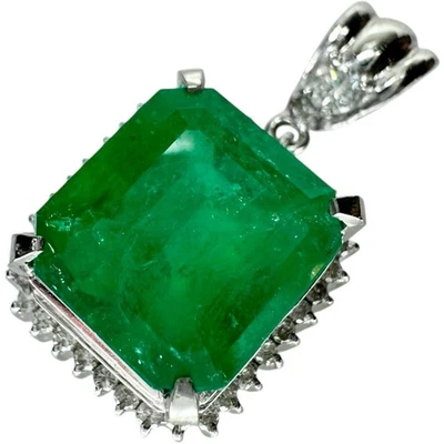 Pingente superior esmeralda 5,62 ct diamante 0,34 ct Pt850 platina/(análise de ouro compl... - Imagem 1 de 4