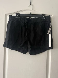 NWT Halogen Linen Blend Women’s Shorts Black Size Medium Lightweight Drawstring - Picture 1 of 6