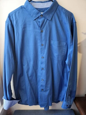 Camisa Tommy Bahama Para Hombre Azul Mezcla Seda/Algodón Manga Larga Abotonada L Foto 1 de 4