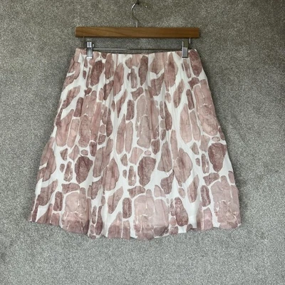 W By Worth Skirt Womens 4 Pink White Cotton Lined Side Zip Flare- 3802 - Image 1 of 4