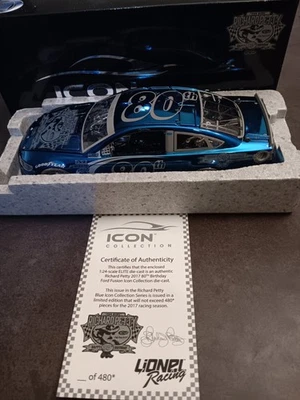 Action 2017 Elite Icons Richard Petty 1/24 Diecast Signed 80th Birthday C.chrome - Image 1 of 4