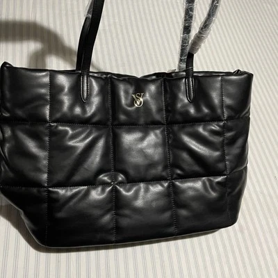Victoria’s Secret Quilted Puffer Tote Limited Edition Duffle Bag Black New - Image 1 of 4