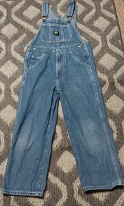 John Deere Overalls Bibs Unisex kids size 7 Blue Denim - Picture 1 of 6