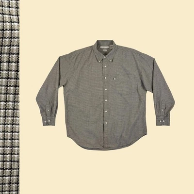 De colección Robert Stock Años 90/Y2K M Hombre Botón Abajo, Beige/Negro/Blanco Manga Larga  Foto 1 de 4