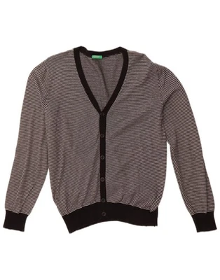 Cárdigan suéter pequeño gris a rayas de algodón BENETTON para hombre HG18 Foto 1 de 3