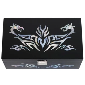 Uhrenbox Schmuck Organizer Tägliche Aufbewahrung Handarbeit Tribal Drachen Design (Schwarz) - Bild 1 von 9