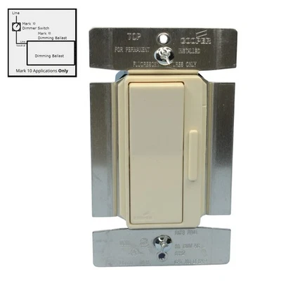 Cooper amêndoa 1 pólo/3 vias decorador predefinido regulador fluorescente 8A 120V DF8AP-A - Imagem 1 de 4