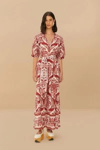 NWT AUTH FARM RIO Off-White Tropical Cameo Belted Maxi Dress MEDIUM M FREE SHIP - Picture 1 of 4