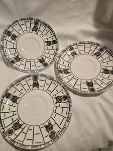 MIKASA Ultima+ PARISIAN SCENES Black Chairs 6.5" Saucer Bread Plates Set of 3 - Picture 1 of 6