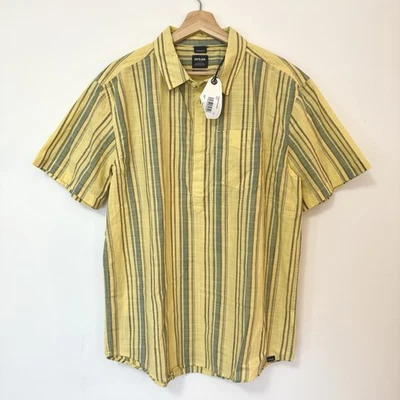 NWT prAna Groveland Popover Vertical Stripe Maize Color Shirt $69 MSRP – Large - Image 1 of 4