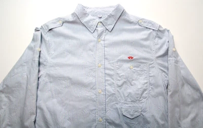 CAMISA DE TRABAJO OXFORD CONVERTIBLE DE COLECCIÓN 10 DEEP NYC ~ LOGOTIPO DE NUDILLOS DE LATÓN OG ~ M Foto 1 de 4