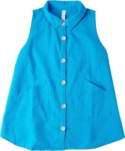 Blaue Bluse mit Knopfleiste von Tzeeher Größe S - Bild 1 von 6