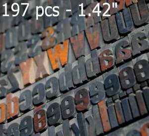 letterpress wood printing blocks 197 pcs - 1.42" tall alphabet type woodtype ABC