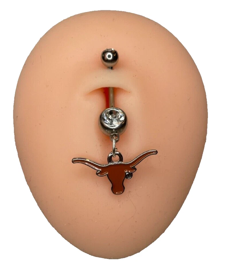 Piercing para el vientre anillo ombligo acero quirúrgico doble gema Texas Longhorns Foto 1 de 1
