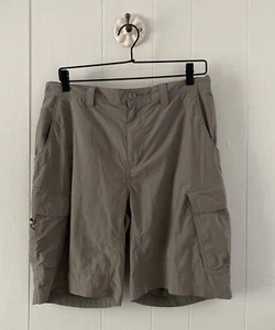 REI Mens Sz Large Hiking Shorts Nylon Cargo Pockets Shorts Lightweight Tan EUC - Picture 1 of 7