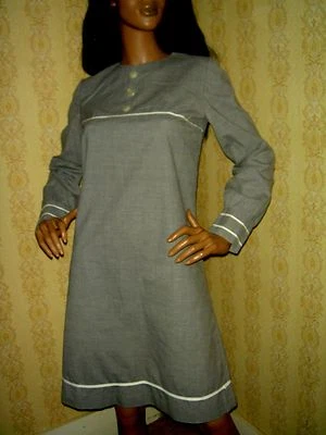 Vestido vintage cinza década de 1960 Schoolgirl Academia Granola roupas B=34 feminino tamanho P - Imagem 1 de 3