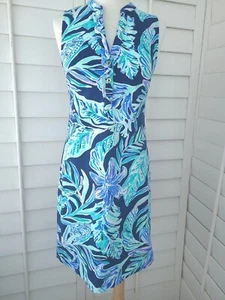 Lilly Pulitzer SHERRYN SHIFT DRESS "High Tide Navy" READY SET GEICKO XS EUC $148 - Picture 1 of 12