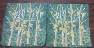 Pier One Vintage Pillow Covers Embroidered Bamboo Sage Green/Gold 18” 2 Pcs - Picture 1 of 8